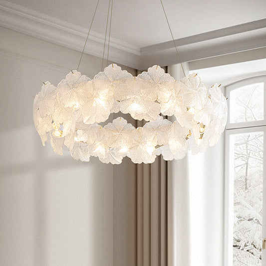 Snowflake Glass and Soft Gold Pendant Light Chandelier no.9703