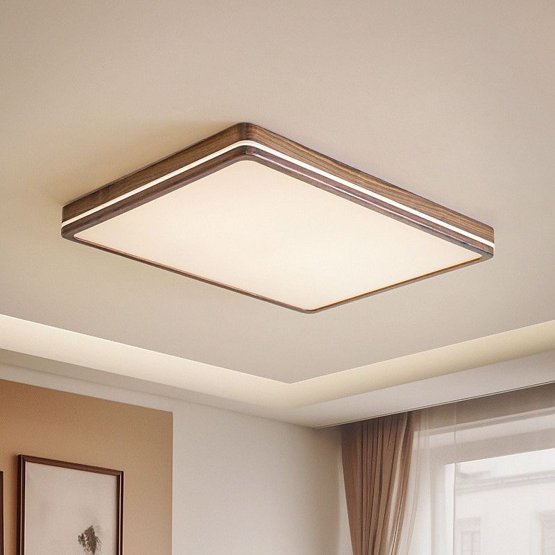 "Modern minimalist wood rectangular ceiling light"