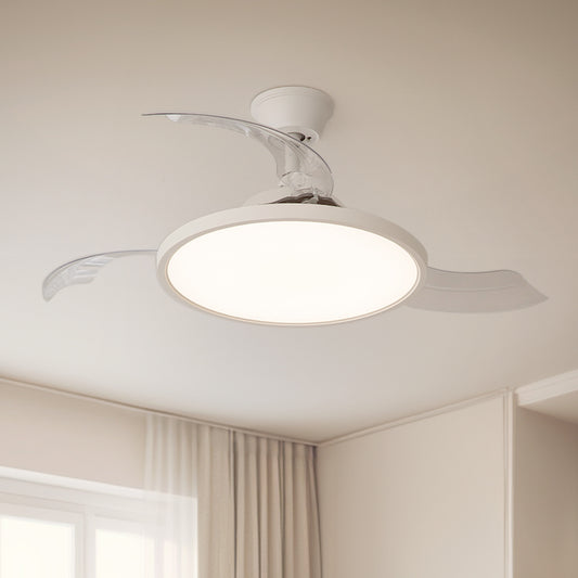 Fan light with invisible blades on a white background