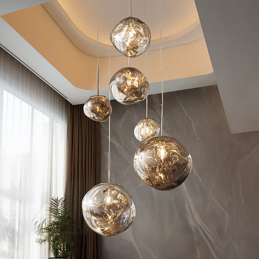 Chrome Aluminum 6-Light Chandelier Pendant Light no.9958