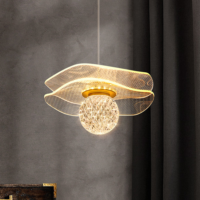 Brass Clear Crystal Textured Mini Pendant Light no.9239