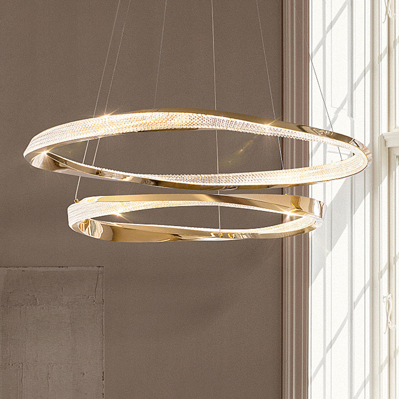 Aluminum and Acrylic Tiered Gold Ring Pendant Light no.9380