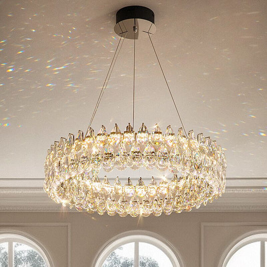 Wide Chrome LED Ring Clear Crystal Chandelier no.9847