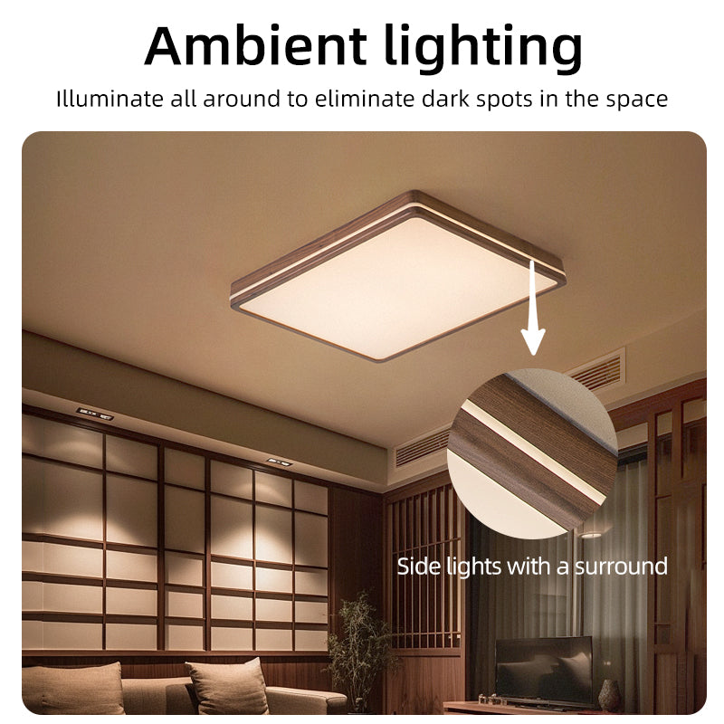 "Wooden rectangular ambient ceiling light"