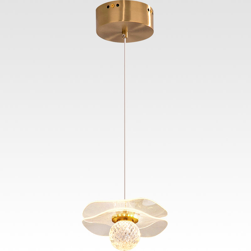 Brass Clear Crystal Textured Mini Pendant Light no.9239