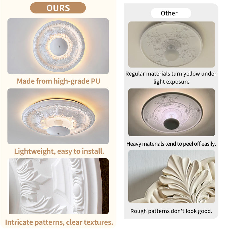 Gypsum Pattern Relief White LED Round Ceiling Light no.9947