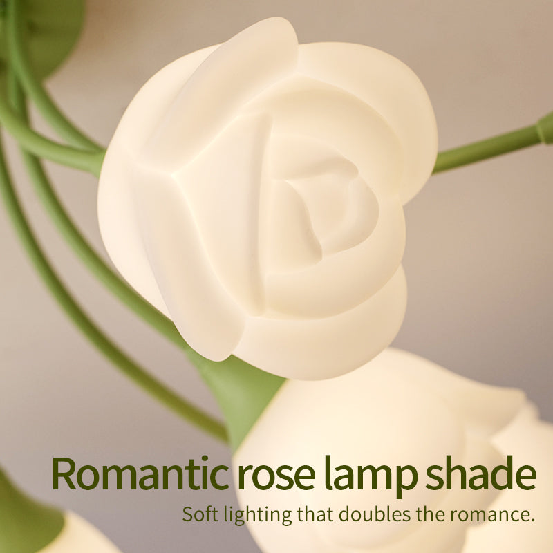 Romantic Rose Shade Green and White LED Ceiling Light no.9610