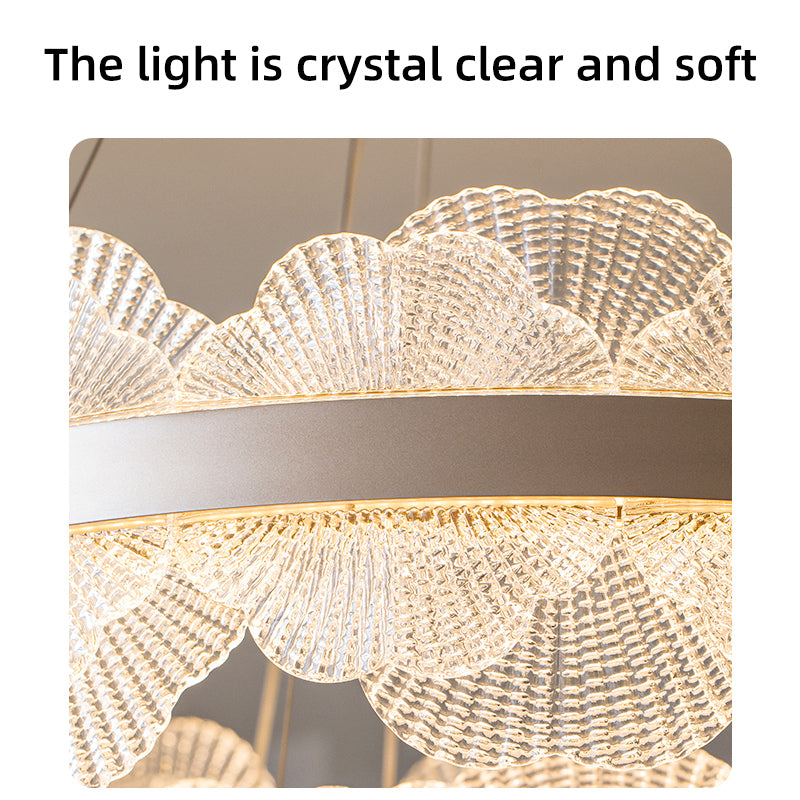 Crystal-clear, soft light chandelier