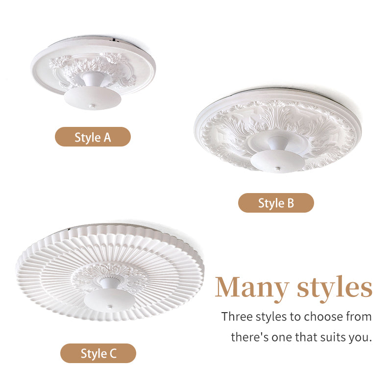 Gypsum Pattern Relief White LED Round Ceiling Light no.9947