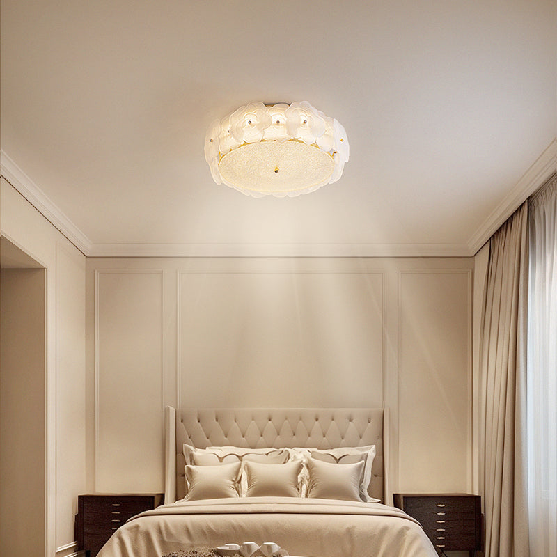 Elegant bedroom with Petal ceiling light ambiance