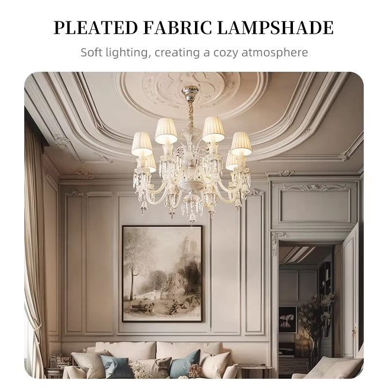 Pleated fabric lampshade, creating soft, cozy lighting