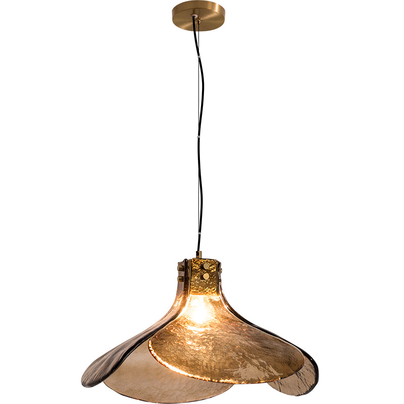 Smoked Glass and Brass Handcrafted Pendant Light no.51004