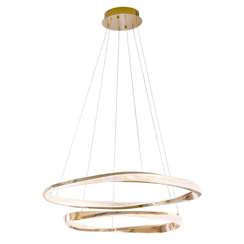 Aluminum and Acrylic Tiered Gold Ring Pendant Light no.9380