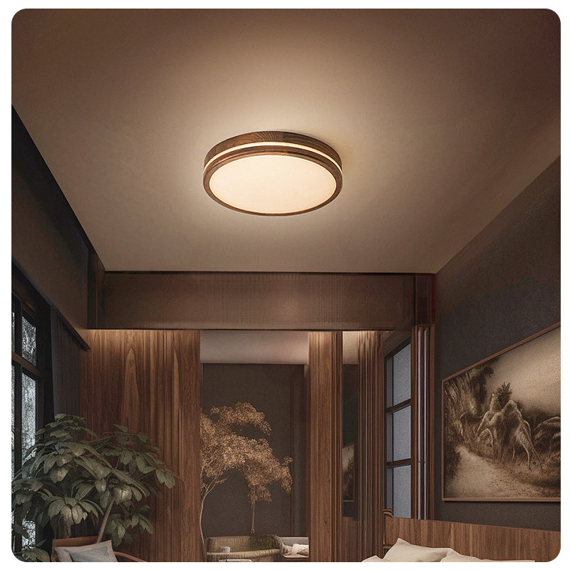 Warm ambiance lighting with walnut wood for cozy interiors