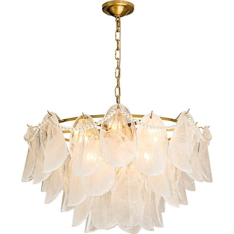 Smoke Glass and Soft Gold Pearl Pendant Light Chandelier no.9341