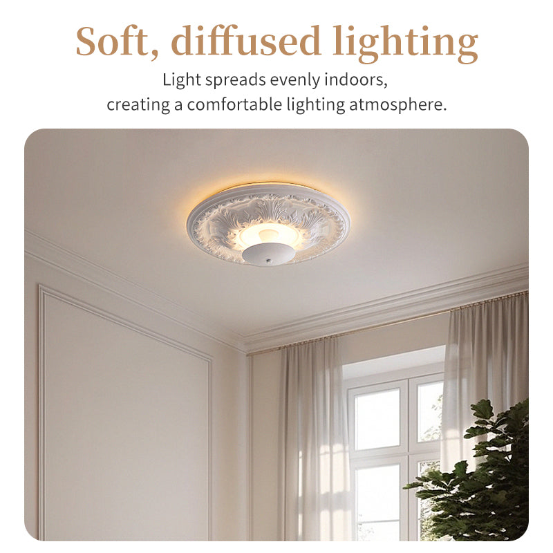 Gypsum Pattern Relief White LED Round Ceiling Light no.9947