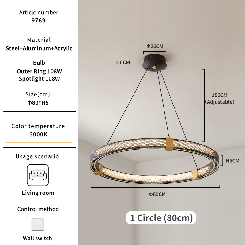 Modern minimalist ring chandelier size