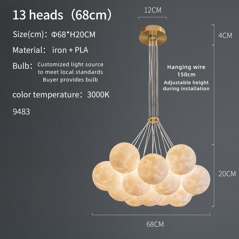 Lunar cluster chandelier 13-heads size