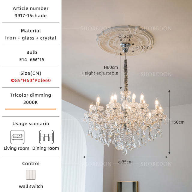 Chrome 8-Light Traditional Glass Crystal Chandelier no.9917