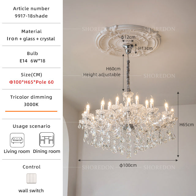 Chrome 8-Light Traditional Glass Crystal Chandelier no.9917