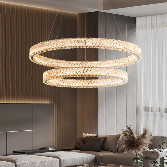 Chrome and Crystal LED Ring Pendant Light Chandelier no.9668