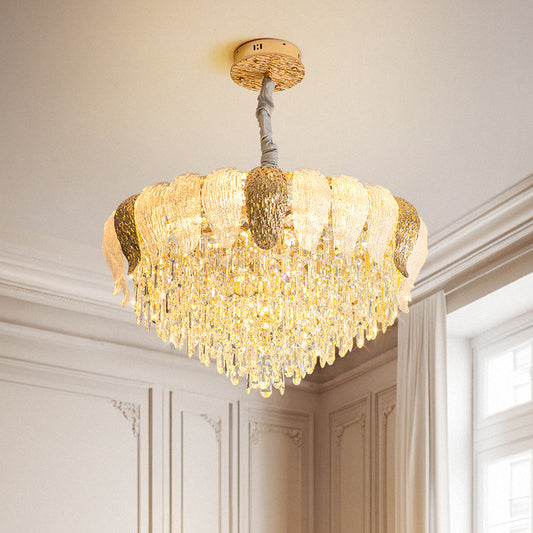 Luxury Gold Chandelier with High-Refraction Glass Crystals no.24078