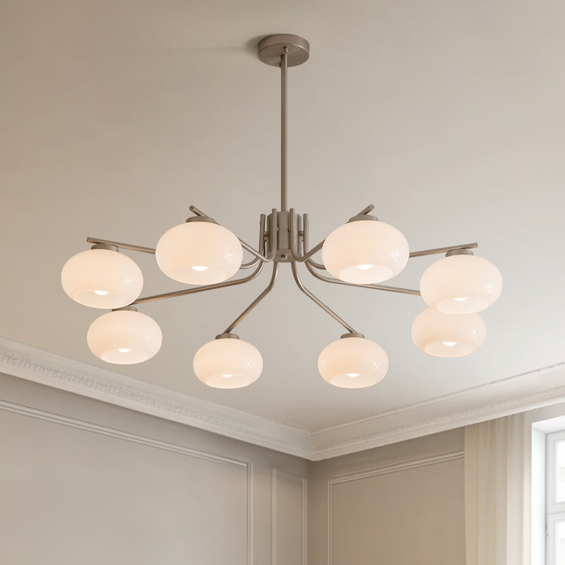 Nickel Chandelier with Milky Glass Shade - 3 Size Options no.24080