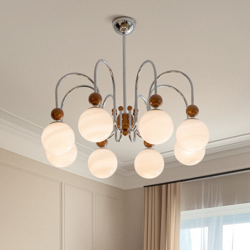 Classic Elegant Chandelier - Smooth Glass Shade, Chrome & Brown Finish no.24073