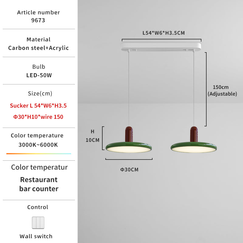 Frisbee Modern Green LED Pendant Light no.9673