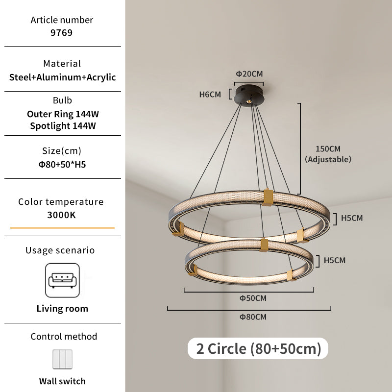 Modern minimalist ring chandelier size