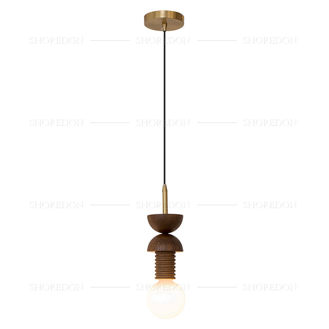 Modern Mid-Century Pendant Light - Ash Wood Finish no.24042