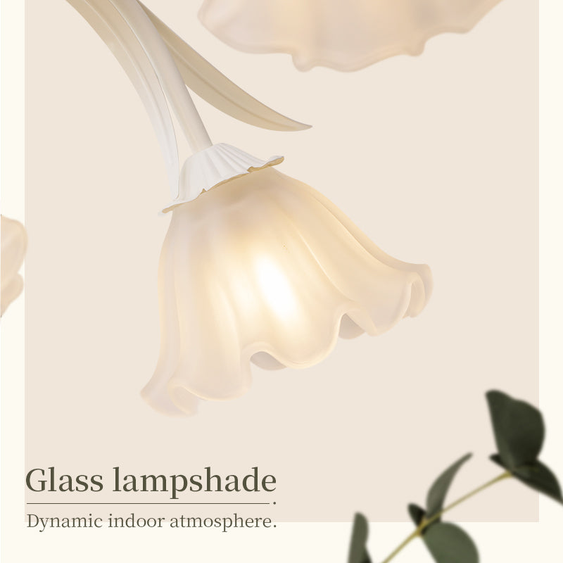 White Flower and Glass Shade Traditional Chandelier no.9597