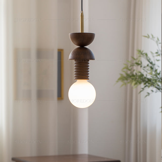 Modern Mid-Century Pendant Light - Ash Wood Finish no.24042