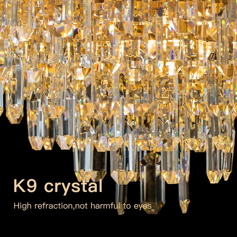 Luxury Gold Chandelier with High-Refraction Glass Crystals no.24078