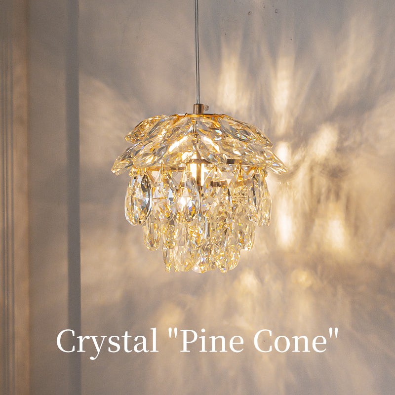 White Pine Cone Soft Gold LED Crystal Pendant Light no.24047