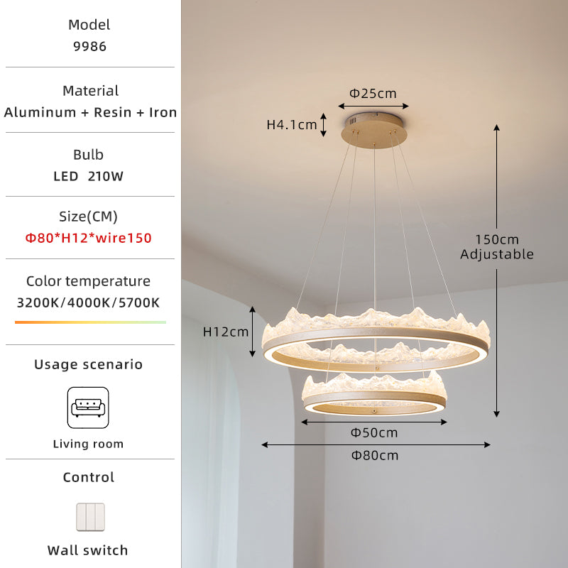 Mountain ring chandelier size