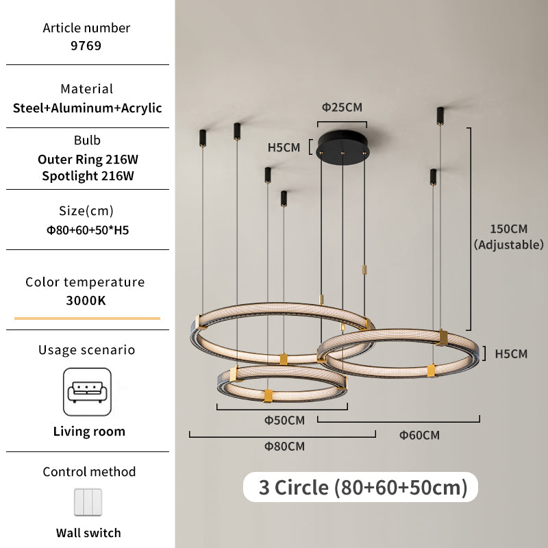 Modern minimalist ring chandelier size