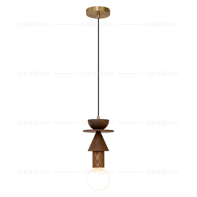 Modern Mid-Century Pendant Light - Ash Wood Finish no.24042