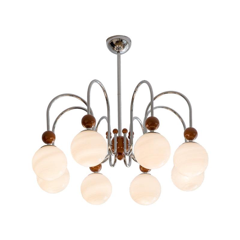 Classic Elegant Chandelier - Smooth Glass Shade, Chrome & Brown Finish no.24073