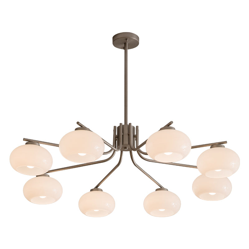 Nickel Chandelier with Milky Glass Shade - 3 Size Options no.24080