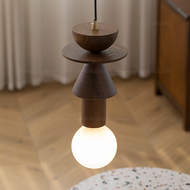 Modern Mid-Century Pendant Light - Ash Wood Finish no.24042