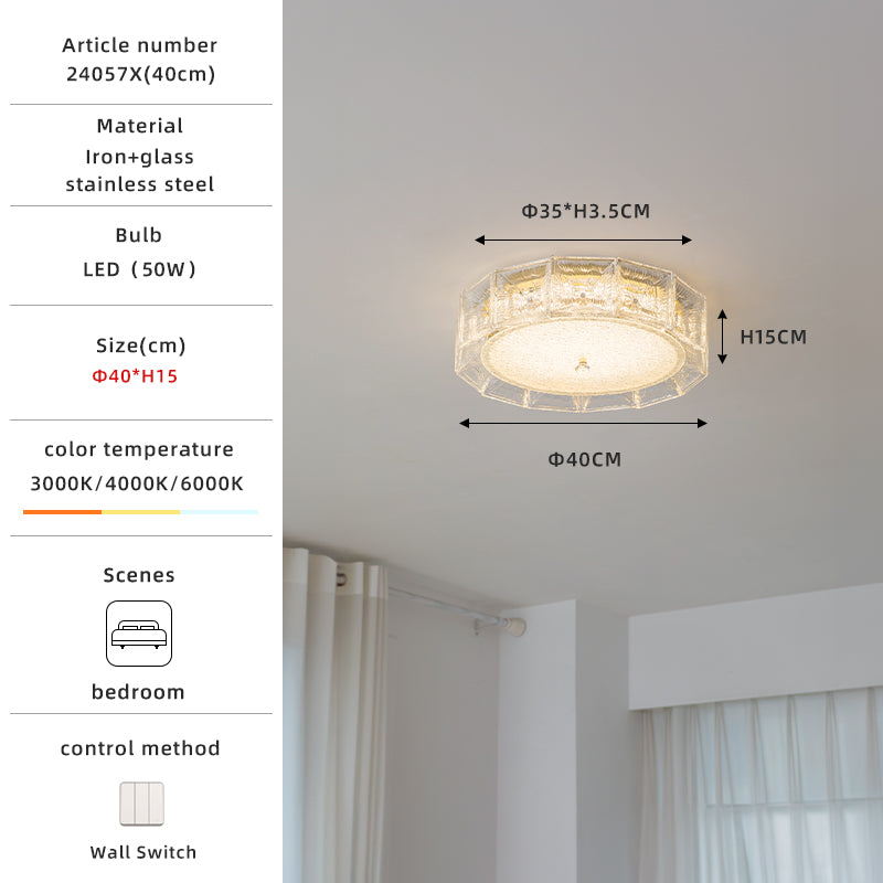 Modern Luxe Clear Glass Round LED Ceiling Light no.24057