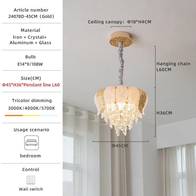 Luxury Gold Chandelier with High-Refraction Glass Crystals no.24078