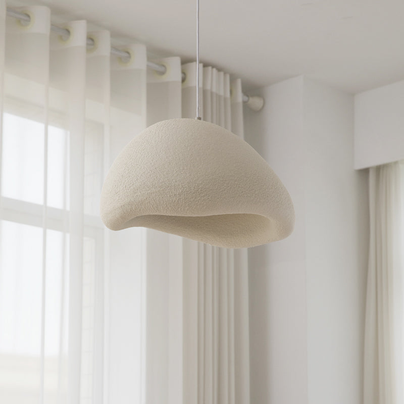 Modern Fiberglass&Iron Beige Dome Pendant Light no.9697