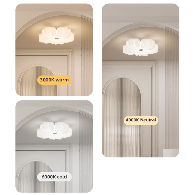 Modern White Flower Wood 3-Lap LED Ceiling Light no.9670