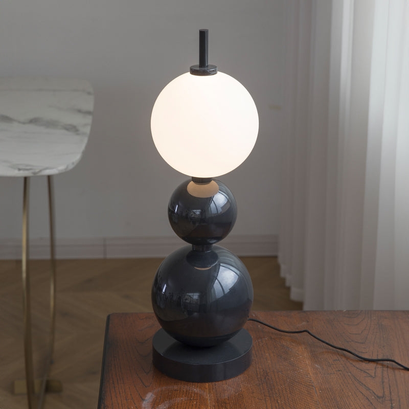 Glossy black base bedside lamp