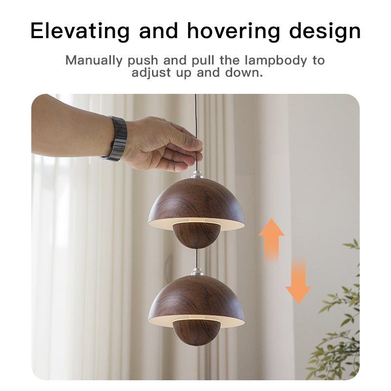 Walnut Color丨Height Adjustable Mini Pendant Light With Hand Sweep no.9743