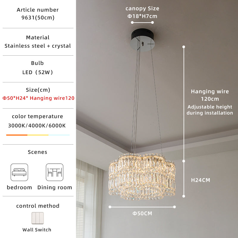 Tiered 3-Size Crystal Pendant Light Chandelier no.9631