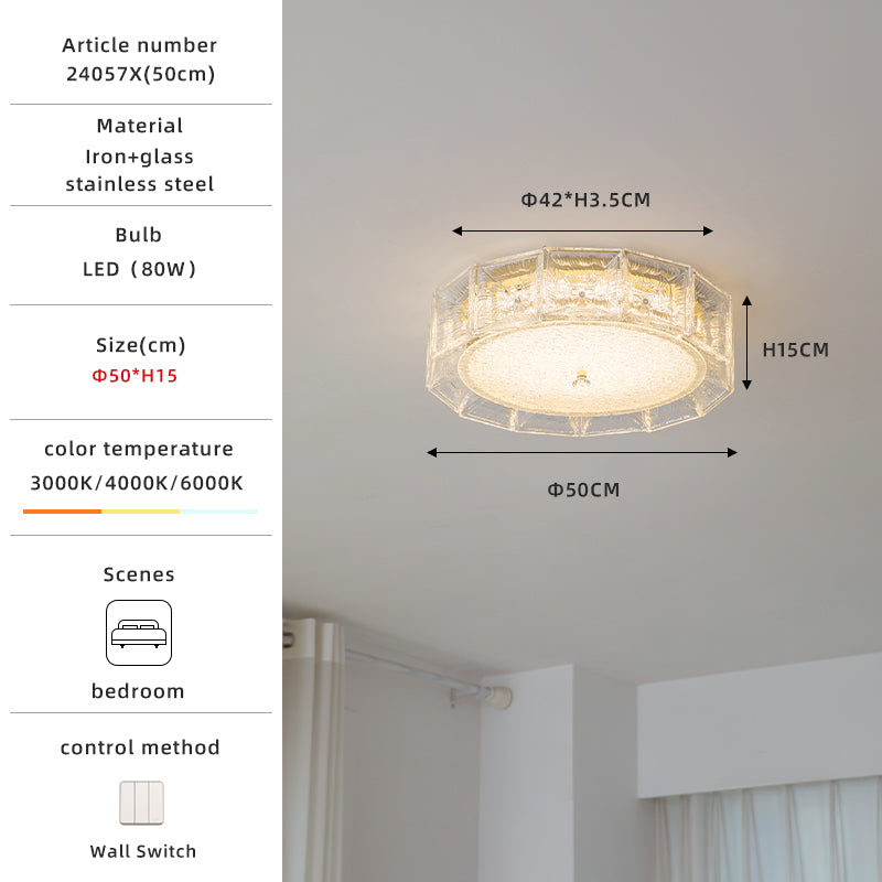 Modern Luxe Clear Glass Round LED Ceiling Light no.24057