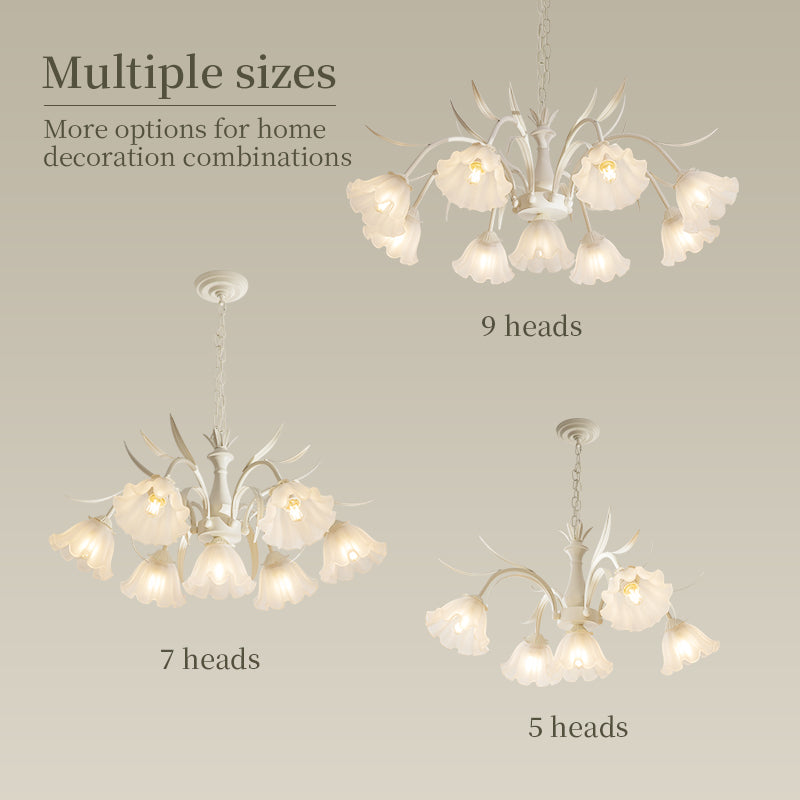 White Flower and Glass Shade Traditional Chandelier no.9597